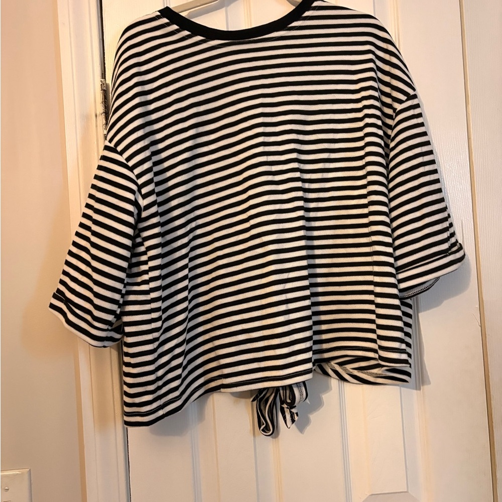 Striped Black and White Women's Top